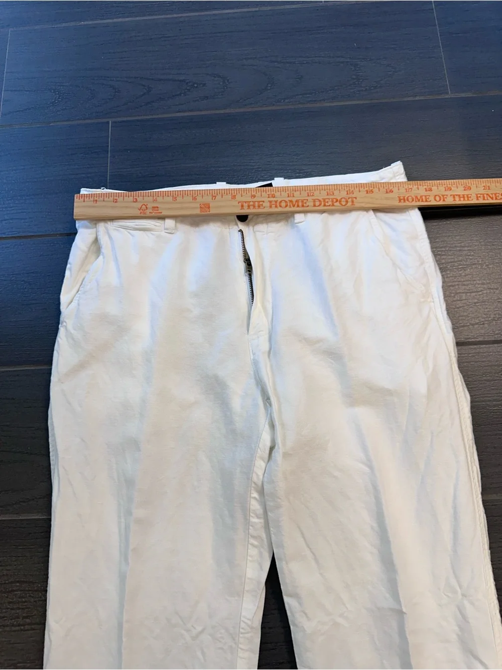 Men's White Casual Pants Linen-Cotton blend